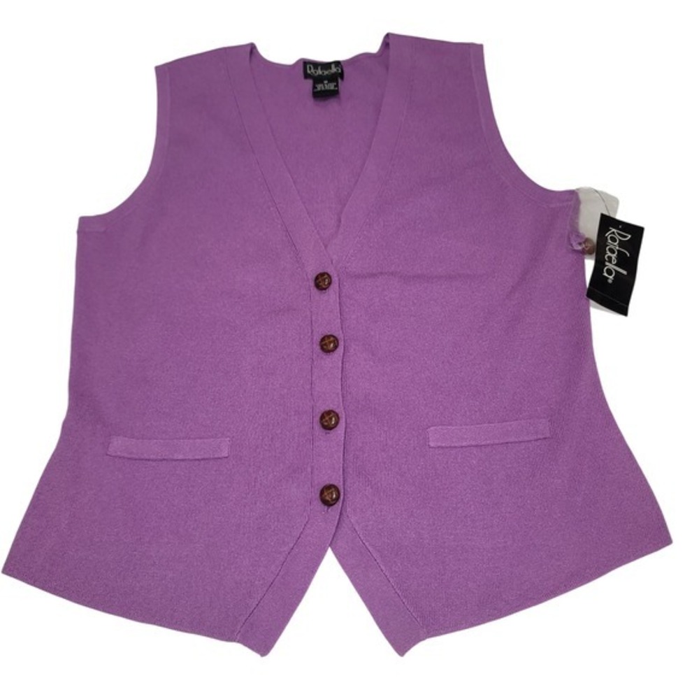 VTG Rafaella V Neck Button Front Women's Knit Vest L Preppy Academia Career Y2K